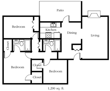 C1 - Three Bedroom / Two Bath